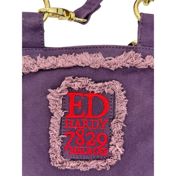 Vtg Y2K Ed Hardy Purple Crossbody Bag | Indie Sleaze Grunge Streetwear Urban 90s - Picture 9 of 15